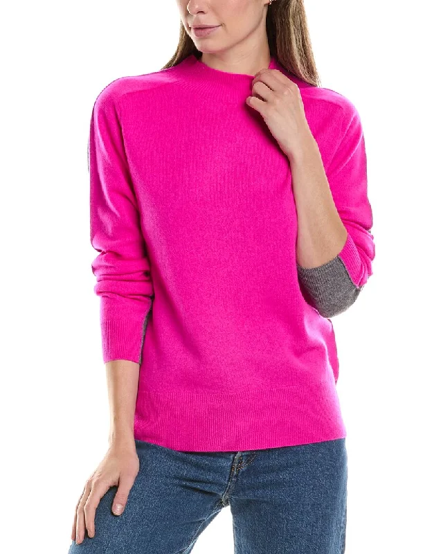 InCashmere Splice Cashmere Sweater Solid Print Embellished