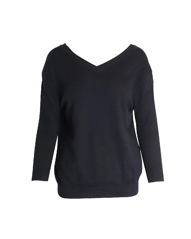 Isabel Marant V-neck Sweater in Black Cotton Nylon Fabric Polyester Fabric Spandex Fabric