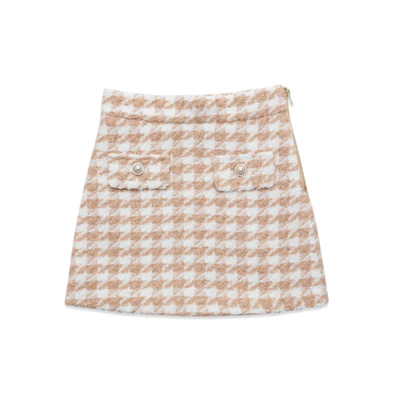 Isla Houndstooth skirt velvet skirt luxurious