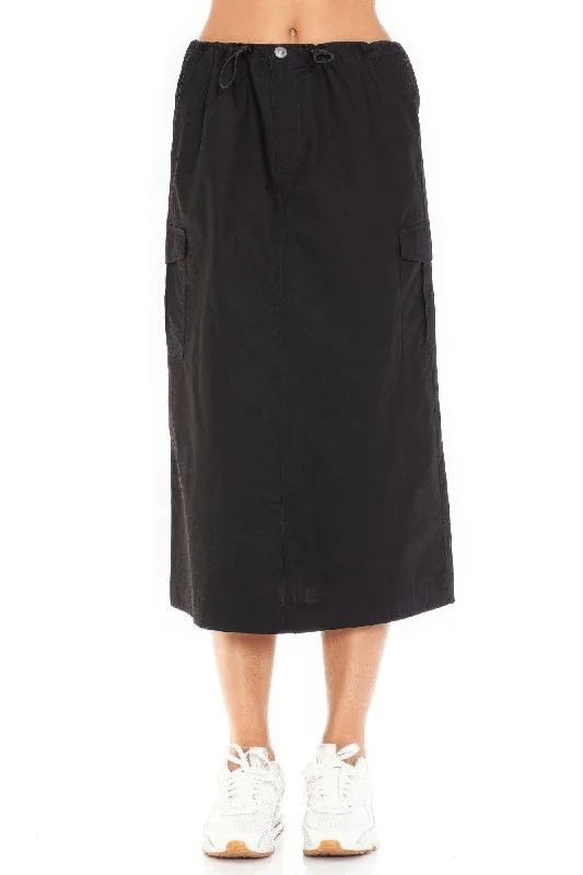 Cargo Skirt With Drawstring Midi Skirt linen skirt relaxed