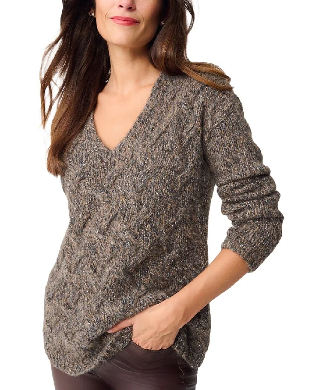 J.McLaughlin Lenore Alpaca & Wool-Blend Sweater Beaded Sweater Sequined Faux Fur