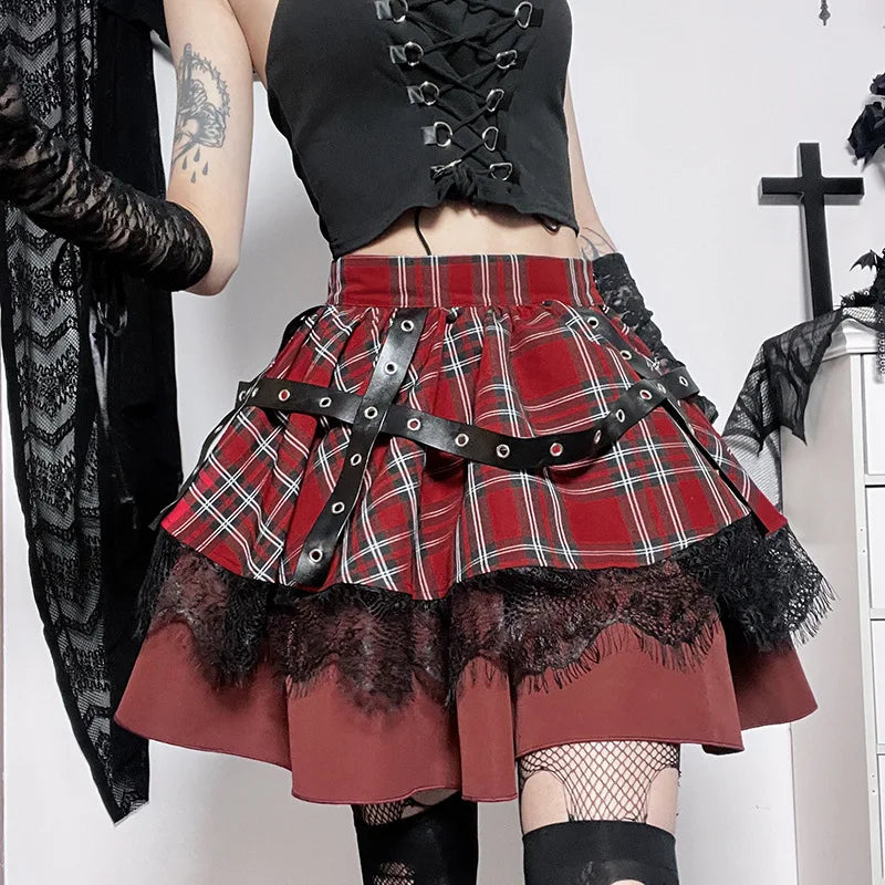 Y2k Lolita Cake Mini Gothic Harajuku Girls Plaid Pleated Sweet Lace Kawaii Skirt linen skirt relaxed Y2k Lolita Cake Mini Gothic Harajuku Girls Plaid Pleated Sweet Lace Kawaii Skirt linen skirt relaxed