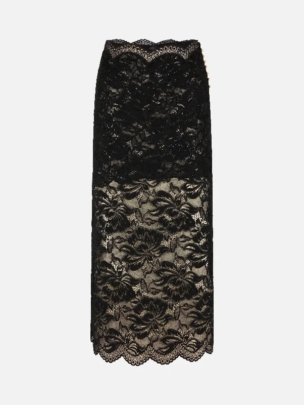 Jupe Lace Skirt in Black chiffon skirt airy