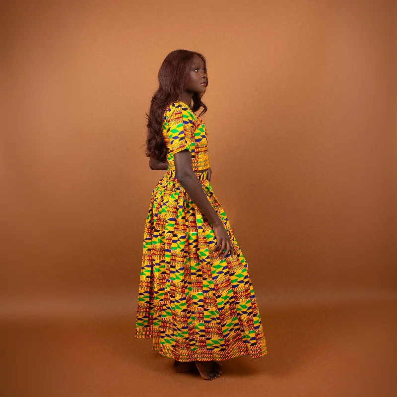 Kente Maxi Skirt linen skirt light