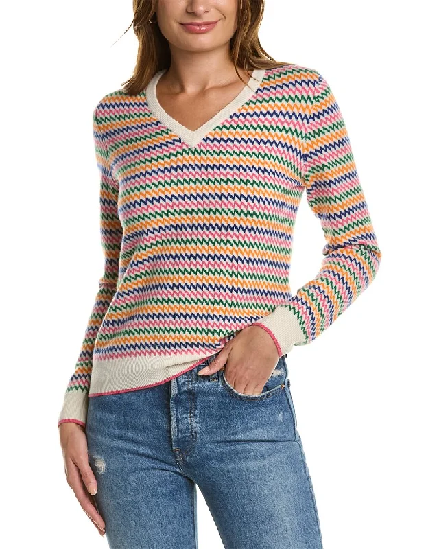 Kier+J Zig-Zag Cashmere Sweater Bright Pastel Dark