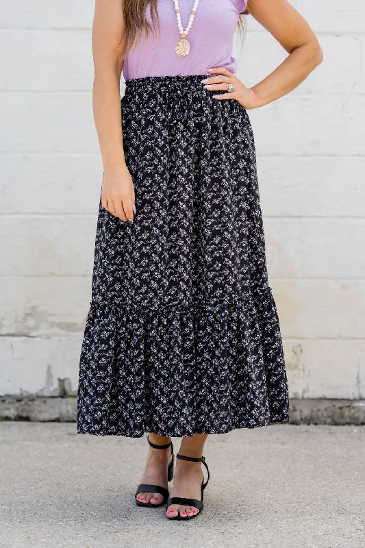 Lavender Ruffle Bottom Maxi Skirt denim skirt stylish