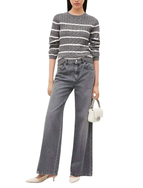 Leslie Crewneck Sweater In Medium Grey Iron Safe Non-Iron Wrinkle Free