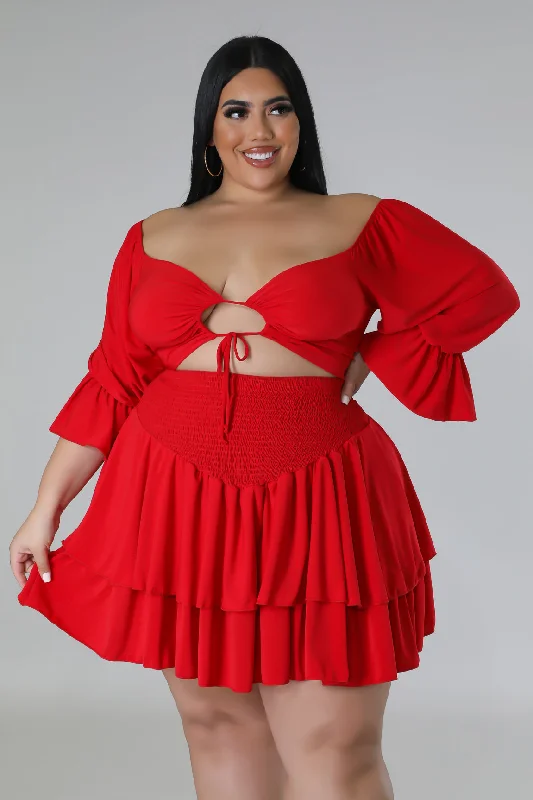 Lexi Days Skirt Set asymmetrical skirt cut