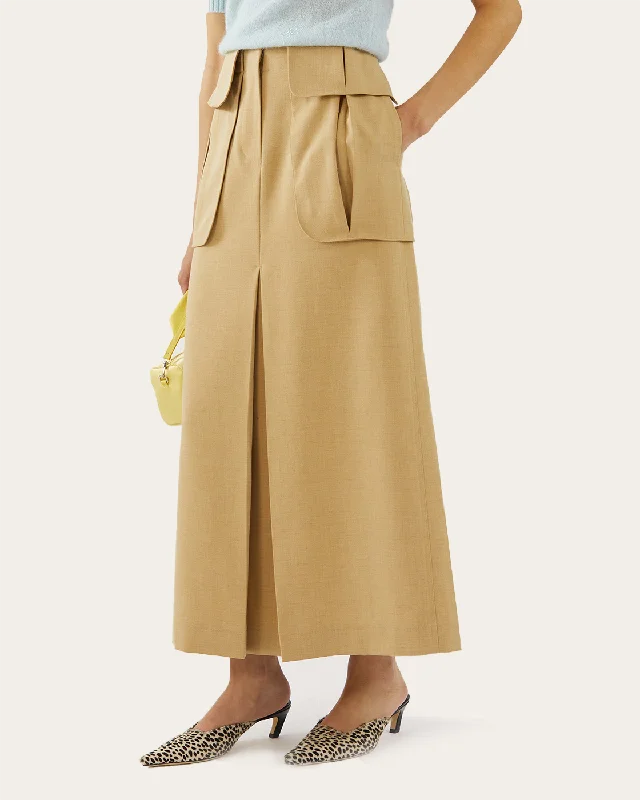 Lila Skirt Tencel Blend Suiting Beige mini skirt trendy
