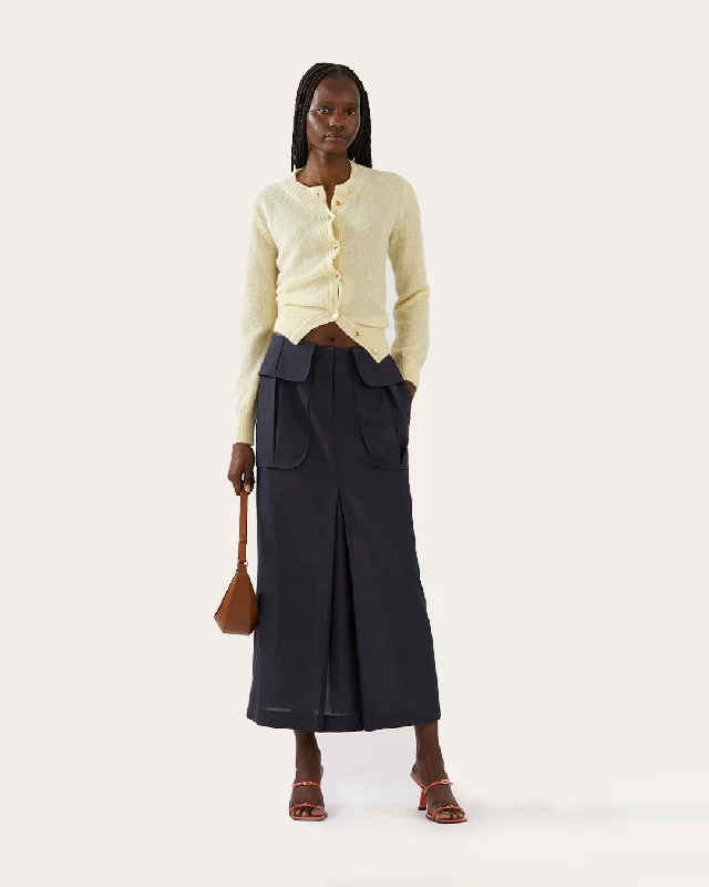 Lila Skirt Wool Blend Suiting Slate leather skirt sleek