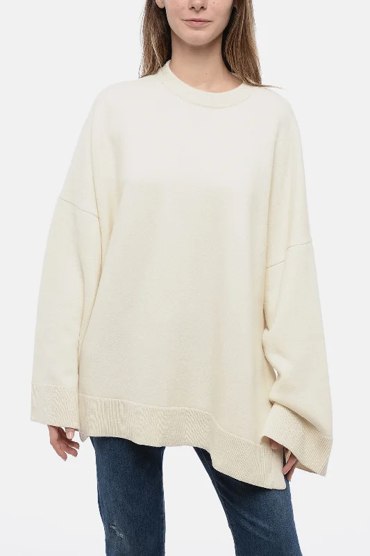 Loewe Crew Neck Oversized Pure Cashmere Sweater Front Pockets Side Pockets Patch Pockets