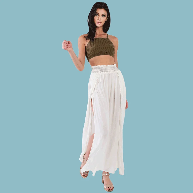 Lovely Day Sheer Boho Maxi Skirt elastic waist skirt