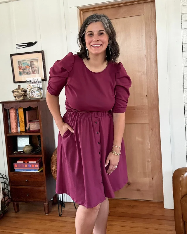 LUCINDA doubleknit skirt in Raspberry a-line skirt cut