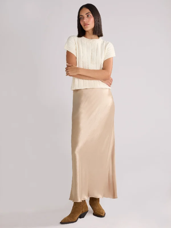 Metallic Satin Bias Cut Maxi Skirt floral skirt print
