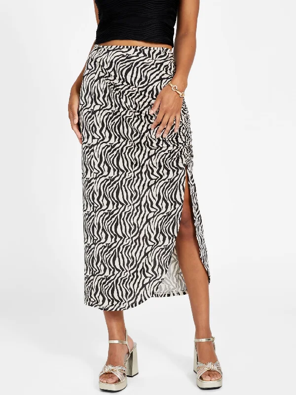 Micol Printed Midi Skirt pleated skirt texture