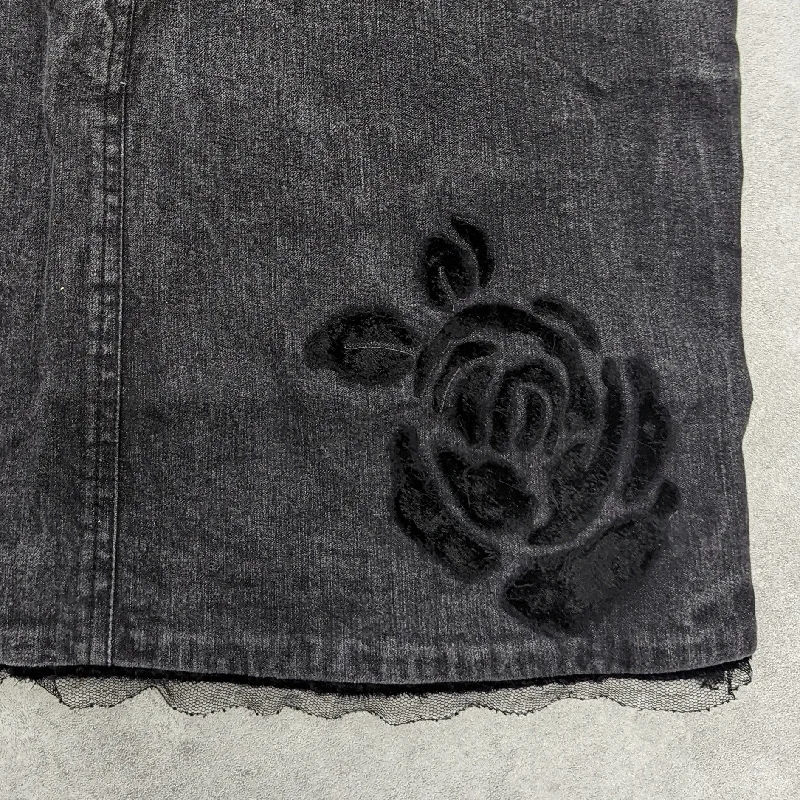 Gray denim mini skirt with "Dior" inscription - L denim skirt classic