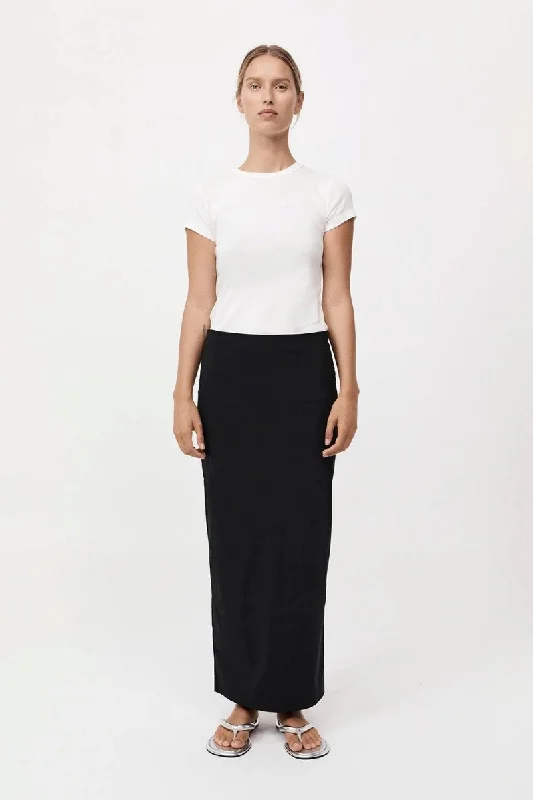 MINIMAL COLUMN SKIRT-BLACK velvet skirt sumptuous