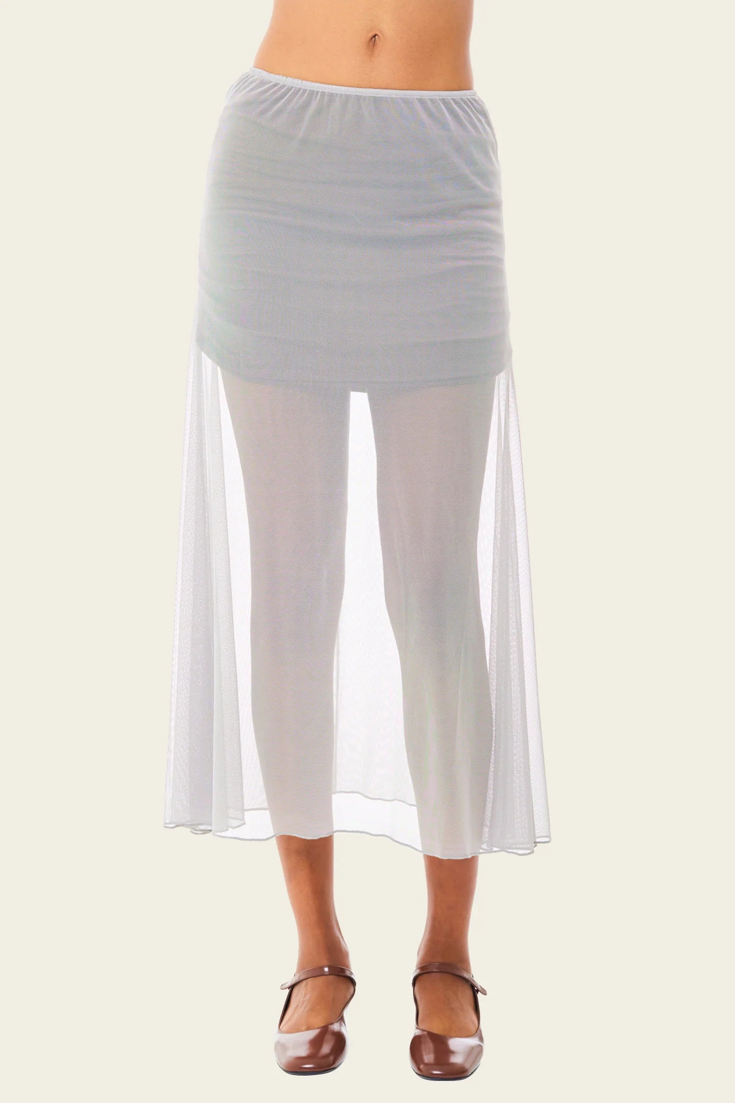 Mirage Grey 2-Way Mesh Midi Skirt seamless skirt comfort
