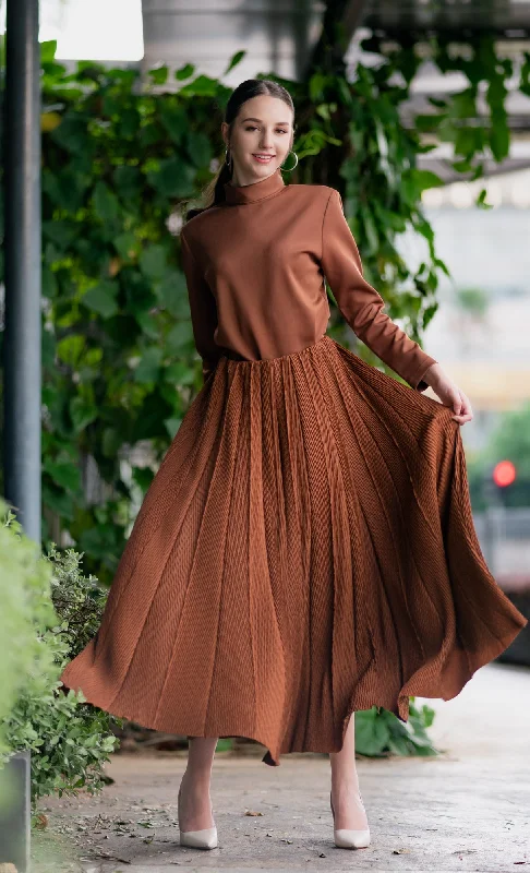 Miss Plush Skirt in Caramel Brown chiffon skirt airy