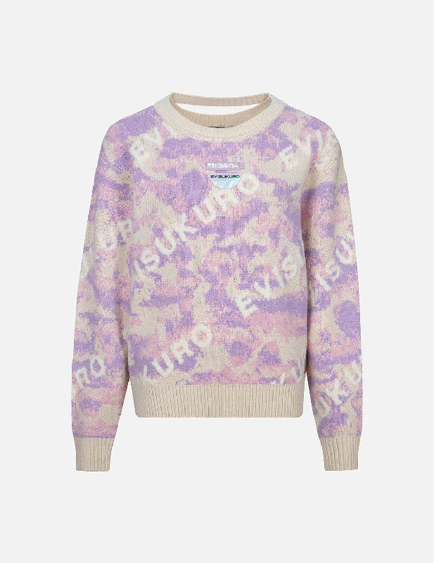 Monogram Jacquard Camouflage Oversized Sweater Long Sweater Short Sweater Cropped Sweater