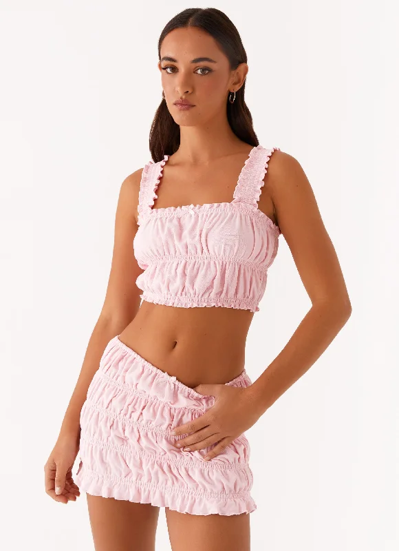Off by Heart Shirred Skirt - Blush cashmere skirt plush