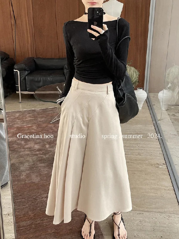 Olivia Asymmetrical Pleated Skirt leather skirt bold