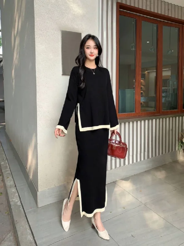 Penelope Winter Coord Set - Set of Sweater and Skirt chiffon skirt airy