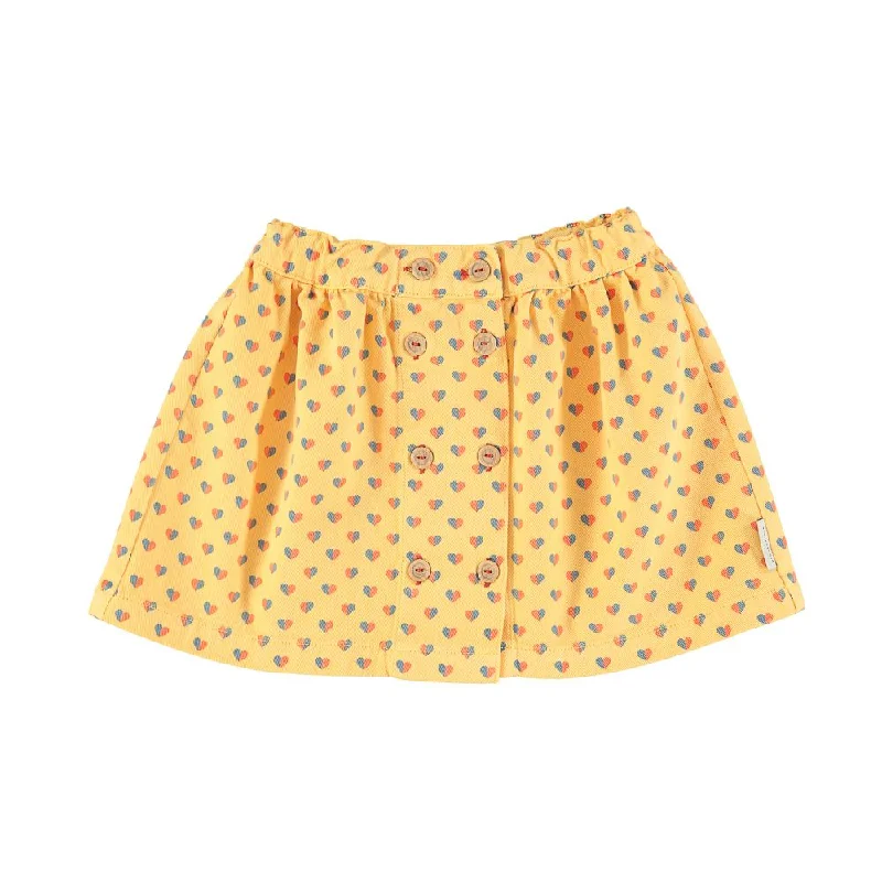 PIUPIUCHICK YELLOW WITH HEARTS SKIRT summer skirt style