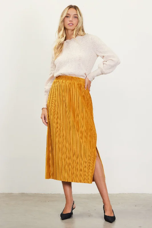 Pleated Velvet Midi Skirt corduroy skirt cozy