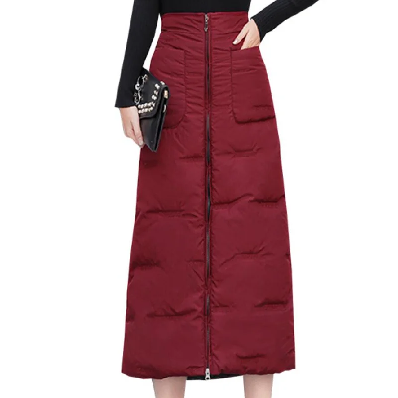 plus size 5XL!Winter Fall Fashion Women Elastic High Waisted Black Thick Warm Long Cotton Down Skirt Female Padded Skirts linen skirt natural