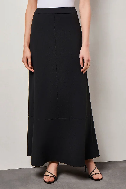 Plus Size Flare Deco Crepe Maxi Skirt, Black lace skirt delicate