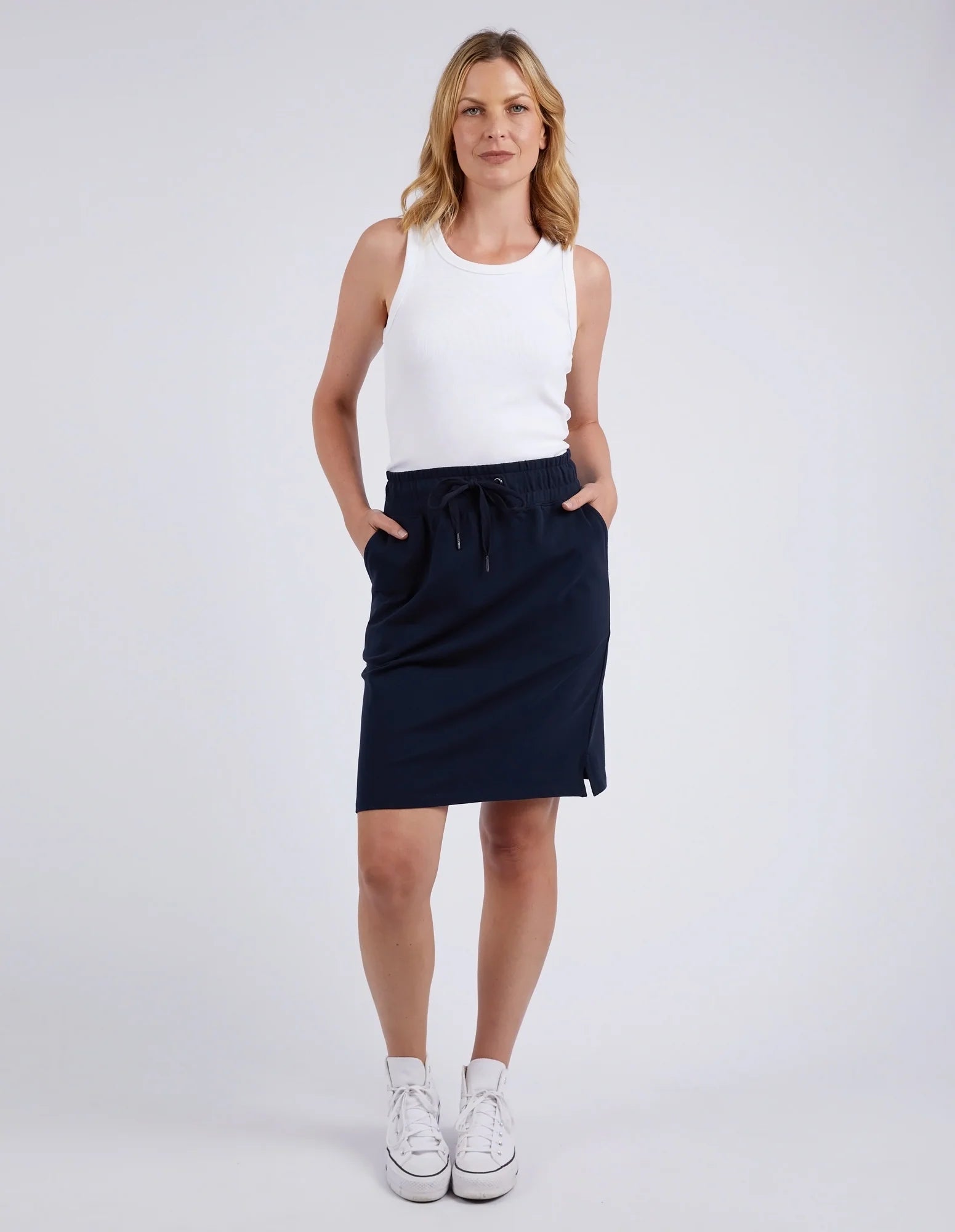 Coby Skirt -Navy leather skirt durable