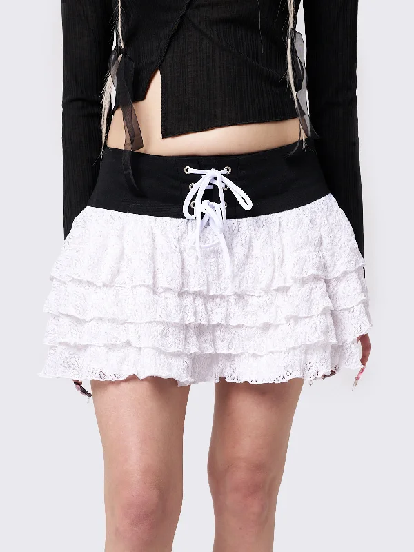 Presley Tutu Lace-Up Mini Skirt corduroy skirt cozy