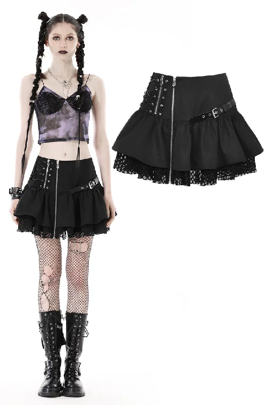 Punk asymmetrical zipper mini skirt KW291 casual skirt length