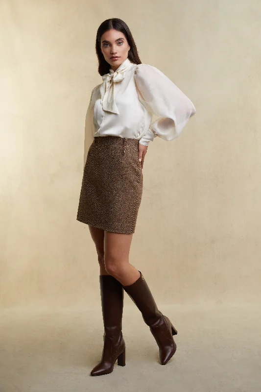 Regency Skirt (Large Scale Brown Herringbone) lightweight skirt design