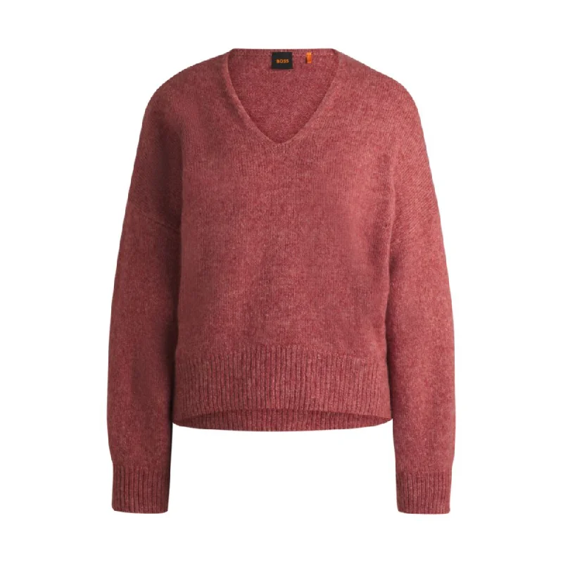Relaxed-fit sweater with V neckline Collared Crew Neck Turtle Neck