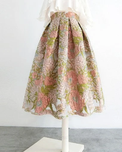 Retro Organza Embroidery Skirt (Made-to-order) corduroy skirt cozy