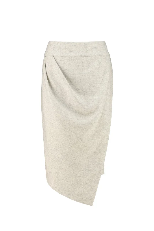 RHIZOPHORA LIGHT GRAY WOOL ASYMMETRIC PENCIL SKIRT cotton skirt soft