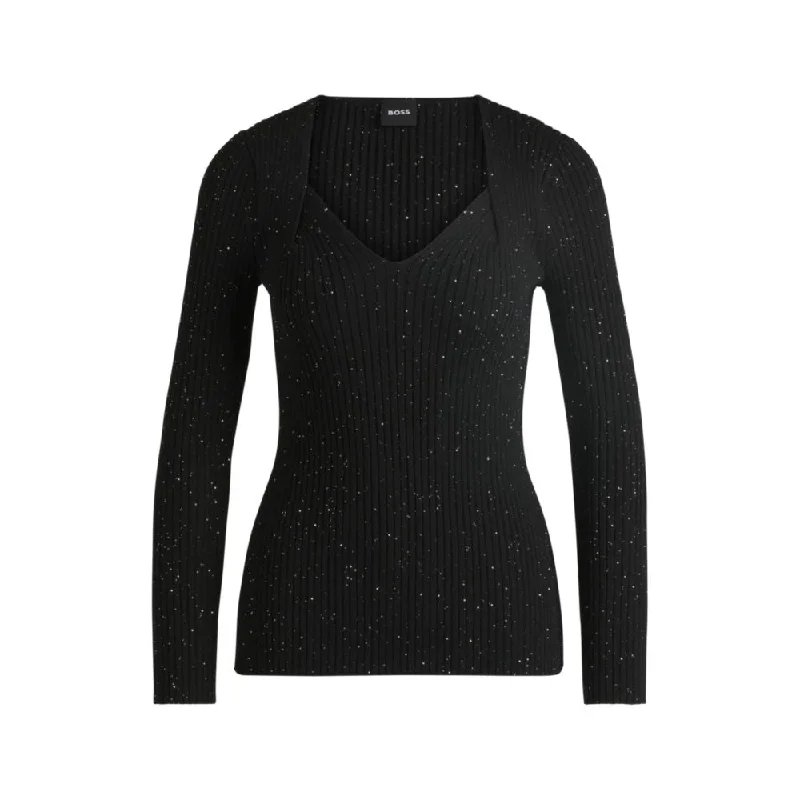 Ribbed sweater with sequin embellishments Knit Fabric Woven Fabric Fleece Fabric