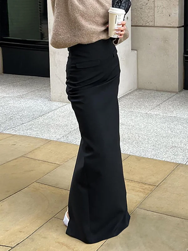 BerryBetty - Ruched Maxi Skirt vintage skirt charm