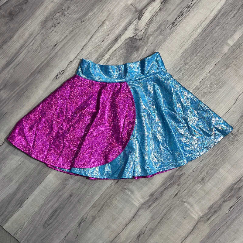 SALE - SMALL - Pink and Blue Sparkle Petal Skater Skirt cashmere skirt plush