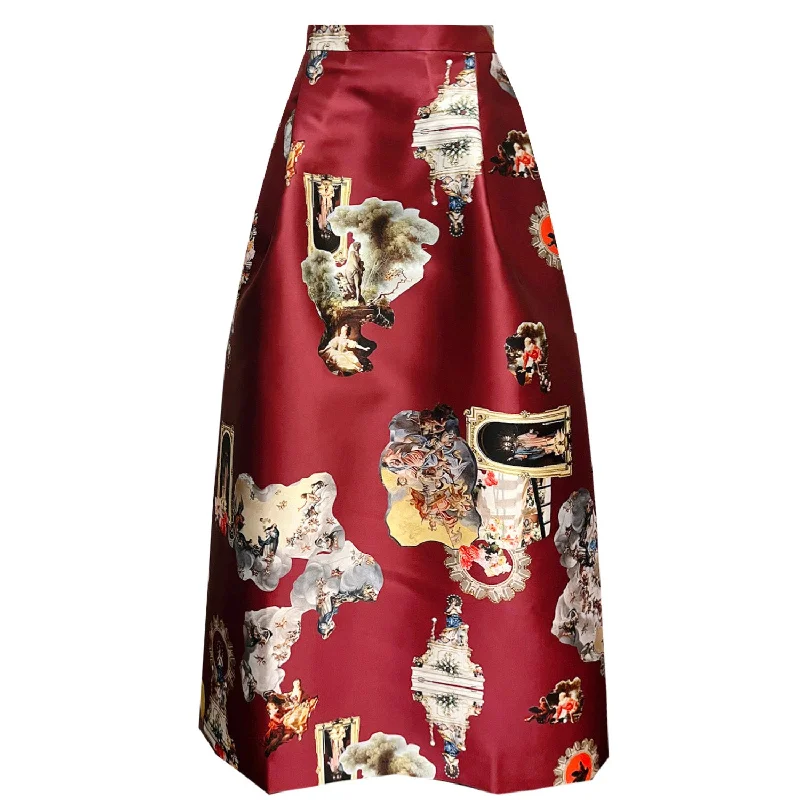 Sicily burgundy long skirt linen skirt breathable