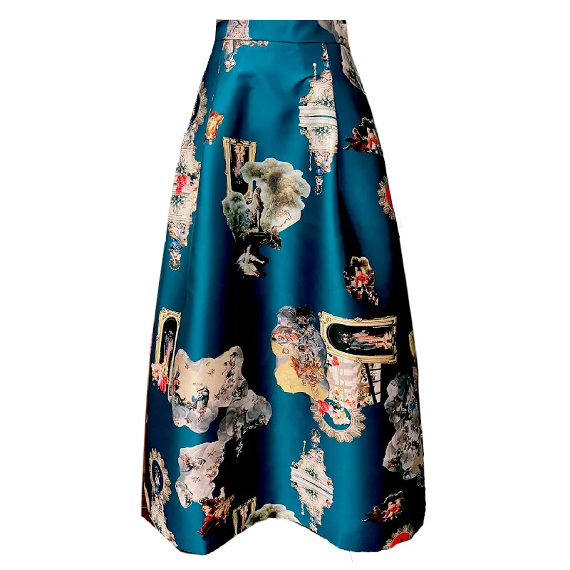 Sicily petroleum long skirt ruffled skirt detail