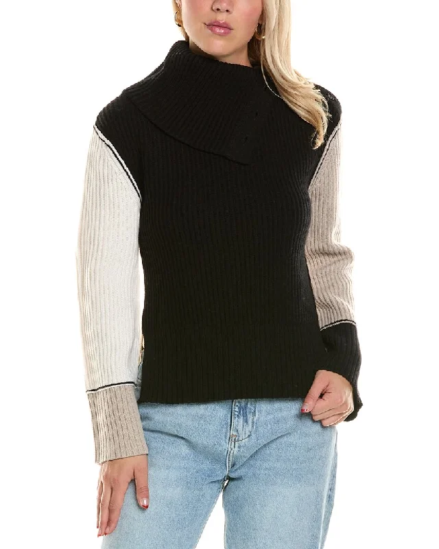 SIMKHAI Flores Wool & Cashmere-Blend Sweater Silk Blend Satin Velvet