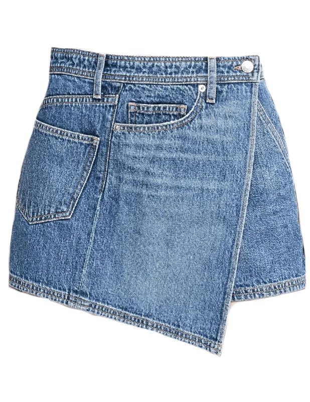 Simkhai Molly Asymmetrical Denim Skort chiffon skirt lightweight