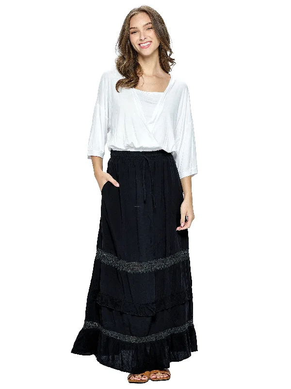 Skirt Lace Layers Details linen skirt airy