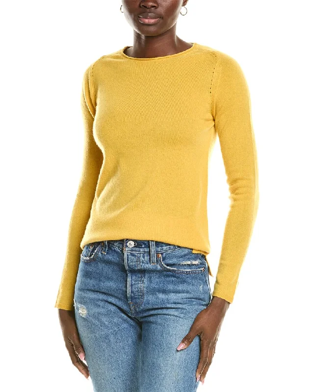 sofiacashmere Relaxed Crewneck Cashmere Sweater Graphic Sweater Embroidered Appliqued