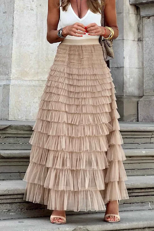 TastyHottie - Mesh A-line Tiered Skirt lightweight skirt design