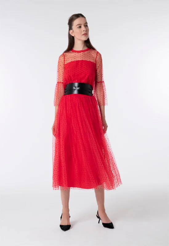 Stamp Dot Tulle Skirt linen skirt airy
