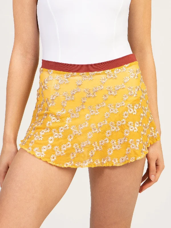 Suffolk "Daisy" Embroidered Pull-On Skirt leather skirt sleek